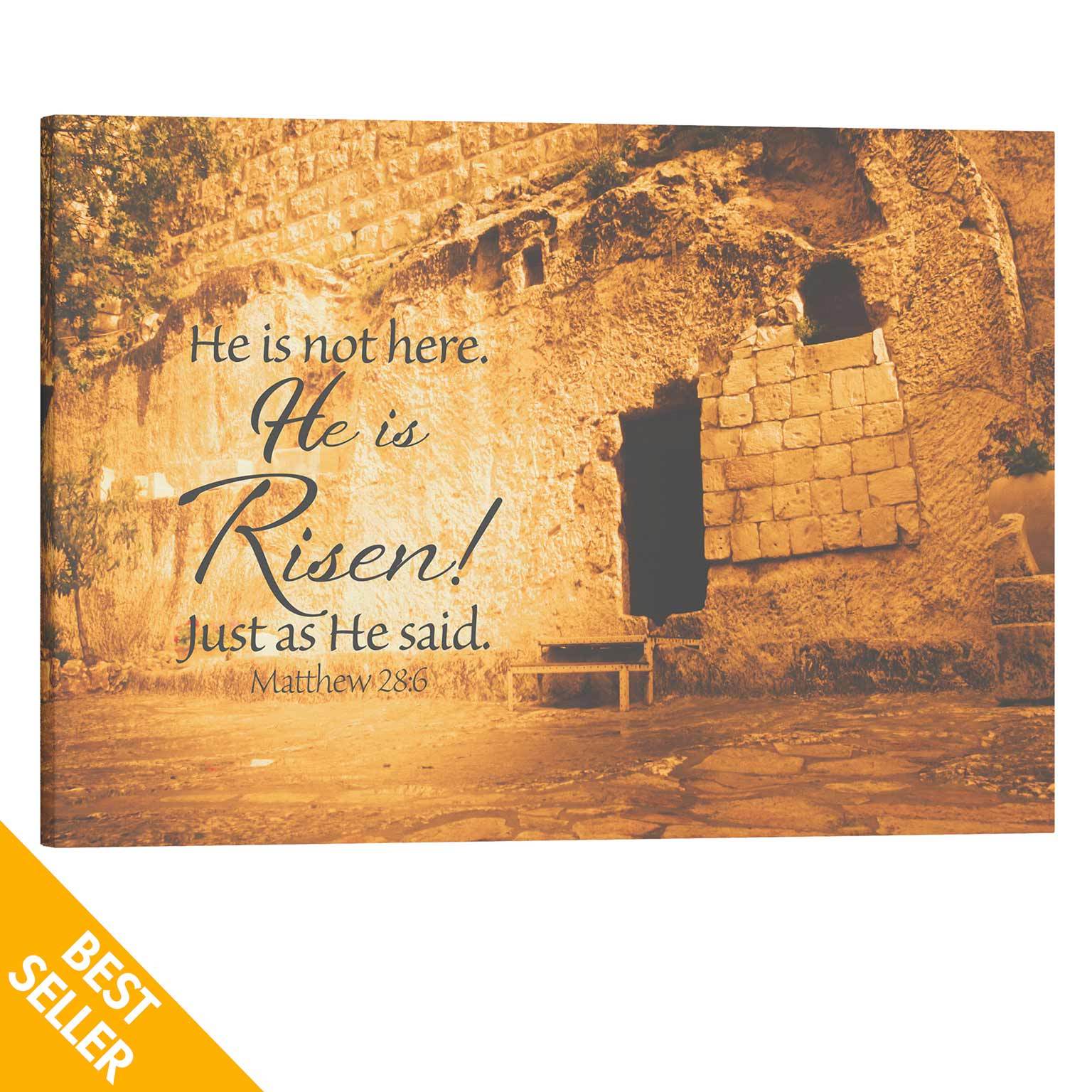 He is Risen art, Garden Tomb canvas art, Christian Easter decor, Resurrection Day decoration, Jesus art, Yeshua canvas wrap, Christian canvas art, Israel home decor, Bible wall art, Scripture wall art, Matthew 28:6