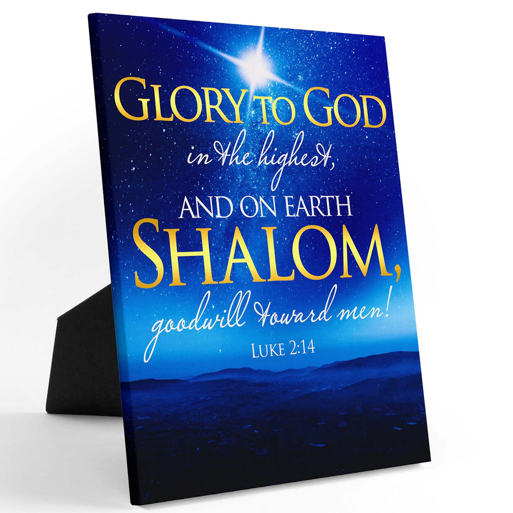 "Glory to God in the Highest" Star of Bethlehem Over Israel Mountains - 8x10 Tabletop Canvas Art